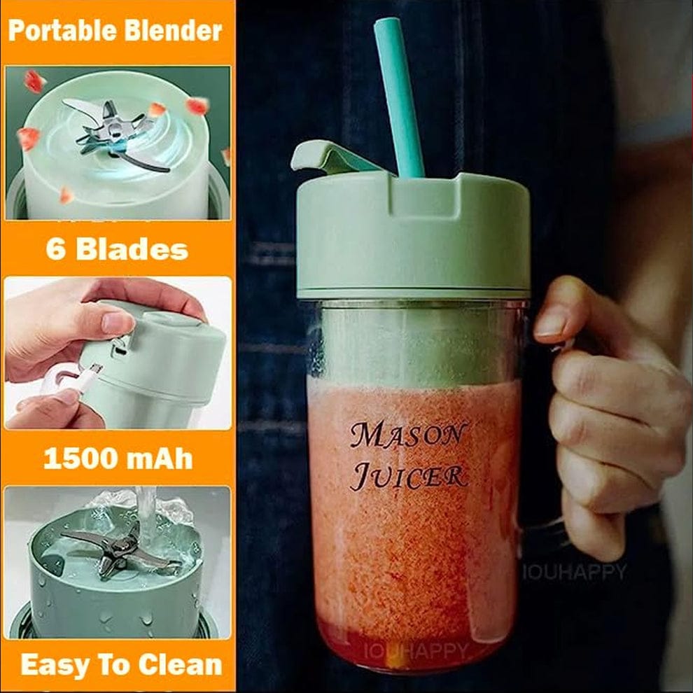 2 In 1 Mini Portable USB Rechargeable High Quality 6 Blades Crusher Juicer