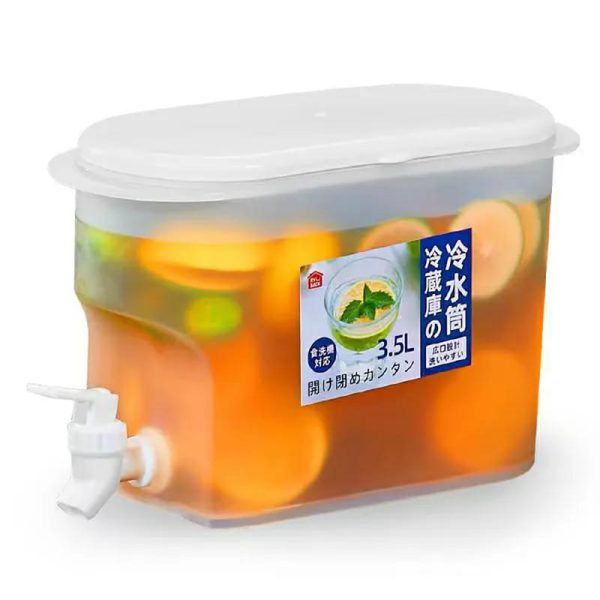 Cold Water Jug With Tap Water Beverage Drink Dispenser Fruit Teapot Tank Refrigerator Juice Kettle Cold Water Jug For Lemonade (3.5 L)